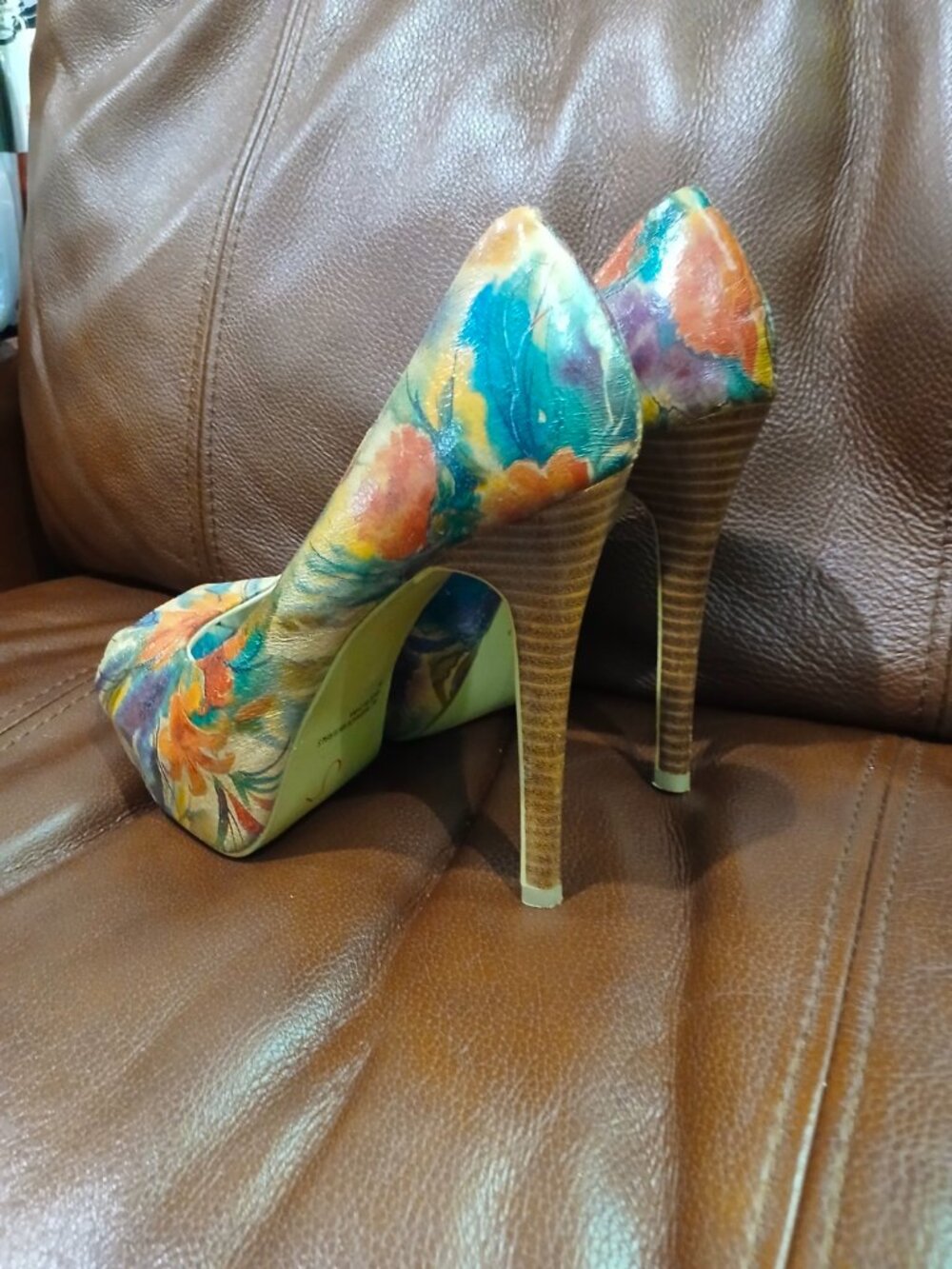Diba Women's Floral Heel Size 5 & A Half open toe - Picture 2 of 6